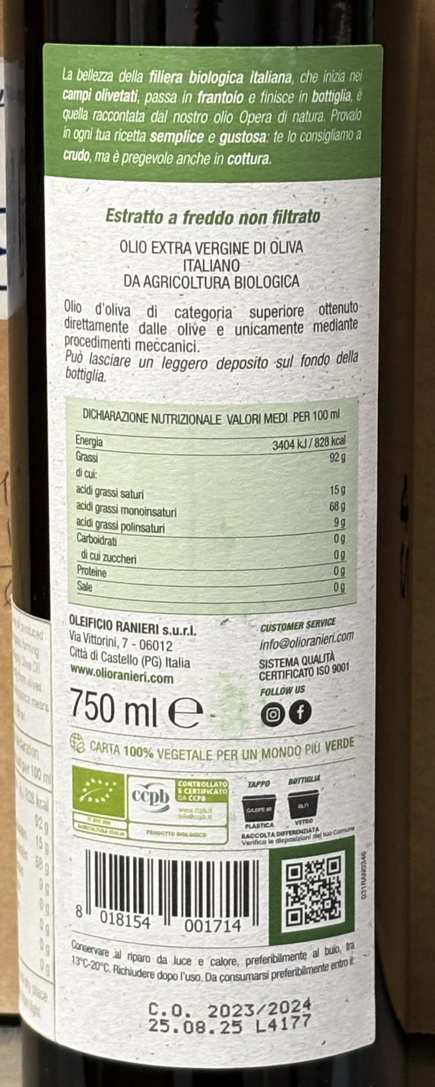 "Opera di Natura" - Olio Extravergine di Oliva - Biologico - Image 3
