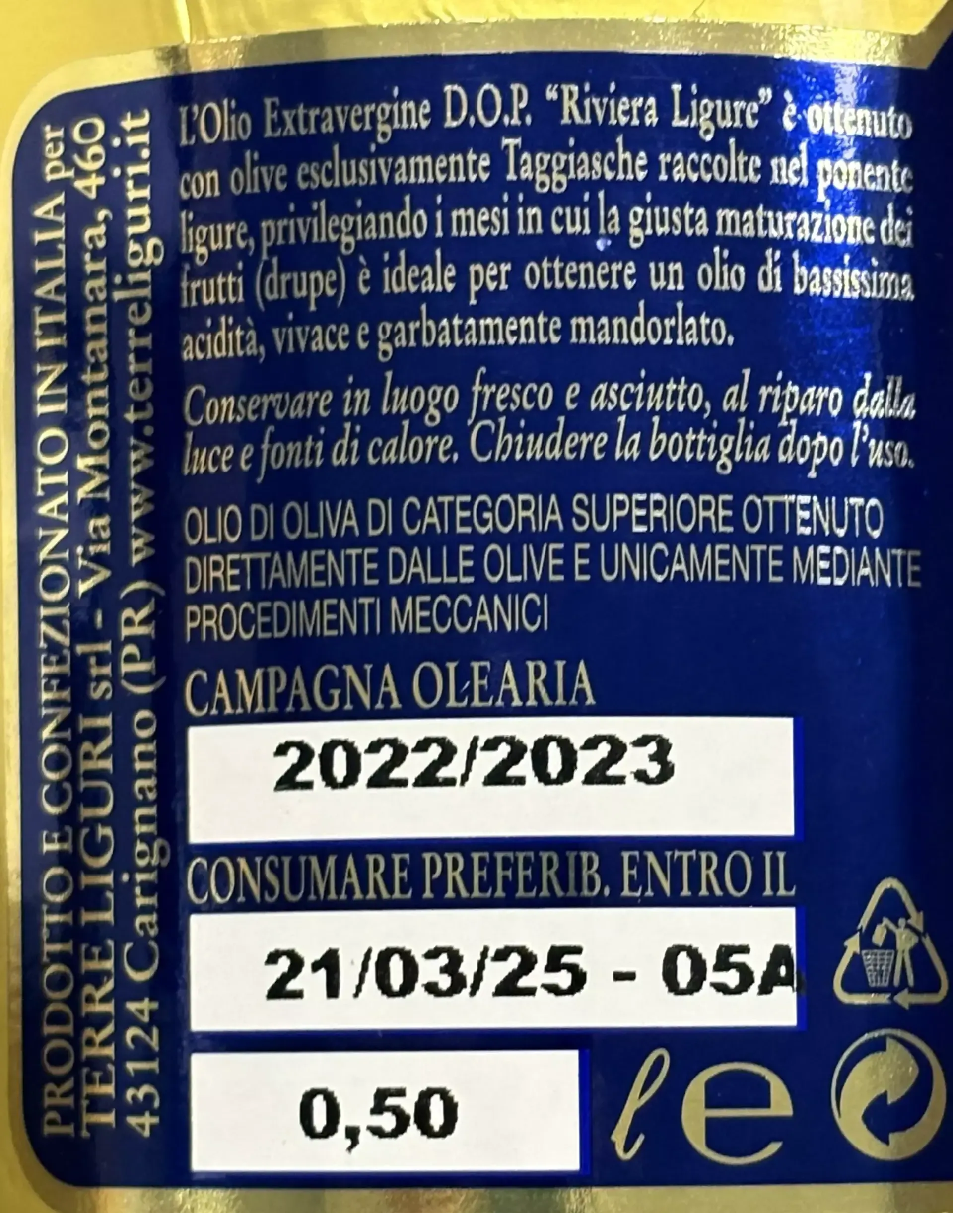 "Riviera Ligure" - Olio Extra Vergine di Oliva DOP - 100% Taggiasche - Image 4